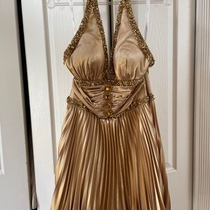 Gold Jeweled Halter Dress